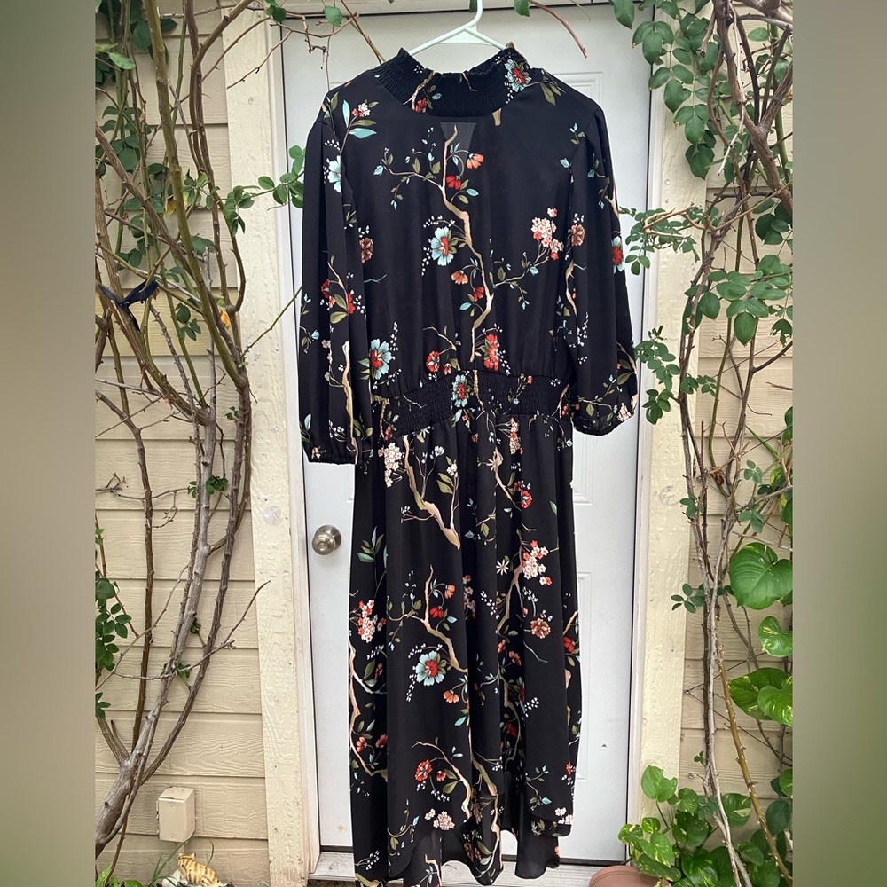 High low, high neck dress